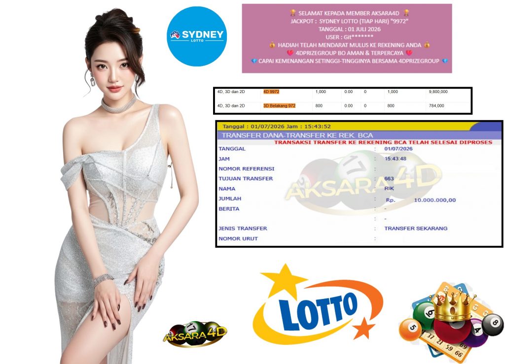 AKSARA4D JACKPOT SYDNEY LOTTO (TIAP HARI) β9972β Rp10.000.000,- LUNAS