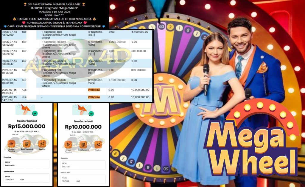 AKSARA4D JACKPOT PRAGMATIC “Mega Wheel”‎‏‏‎‎ Rp25.000.000,- LUNAS