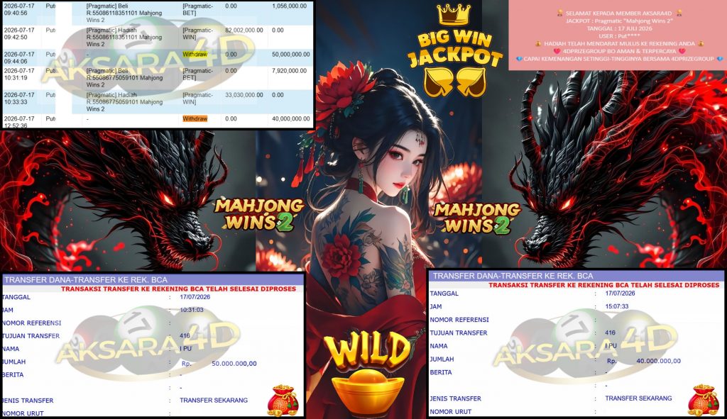 AKSARA4D JACKPOT PRAGMATIC “Mahjong Wins 2″ Rp90.000.000,- LUNAS