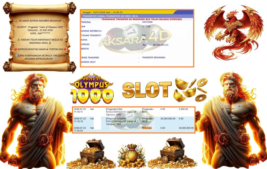AKSARA4D JACKPOT PRAGMATIC βGates of Olympus 1000β³βββββ Rp30.000.000,- LUNAS