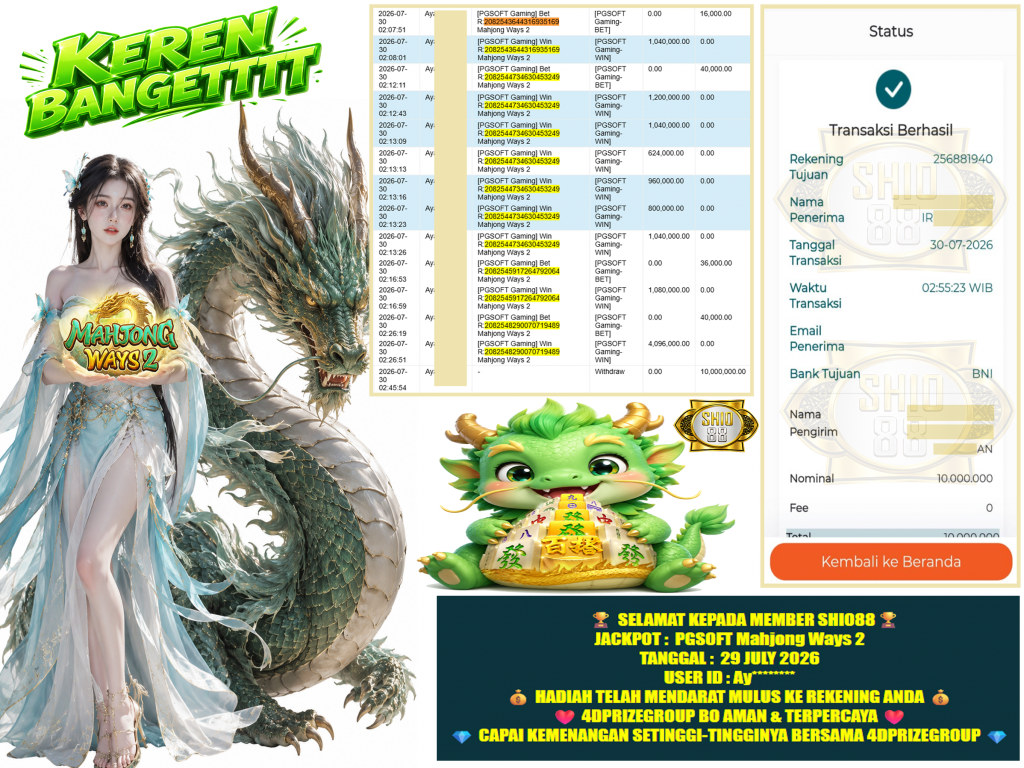 SHIO88 JACKPOT PGSOFT Gaming ” Mahjong Ways 2 “‎‎‏‏ ‎‎‏‏‎‎‏‏ Rp.10.000.000,-LUNAS