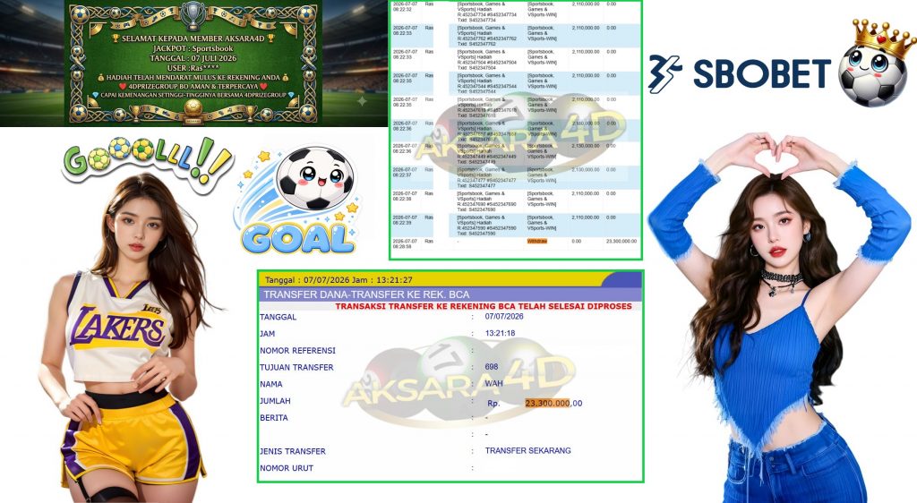 AKSARA4D JACKPOT Sportsbook Rp23.300.000,- LUNAS