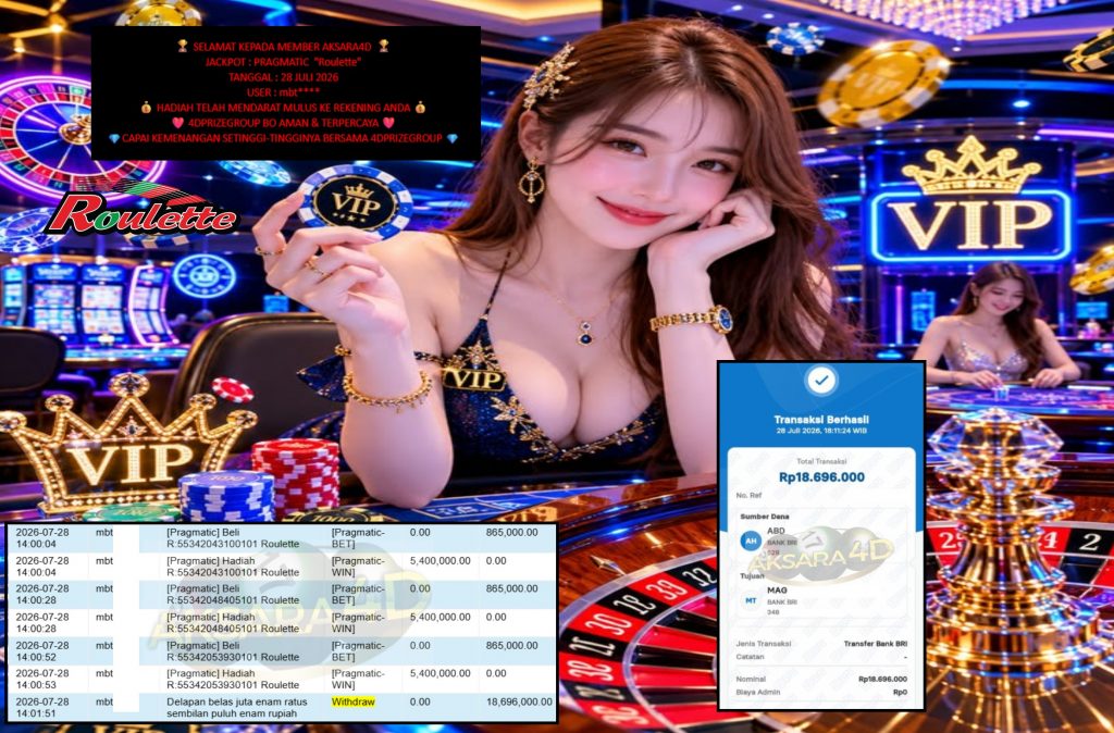 AKSARA4D JACKPOT PRAGMATIC “Roulette”‎‏‏‎‎ Rp18.696.000,- LUNAS