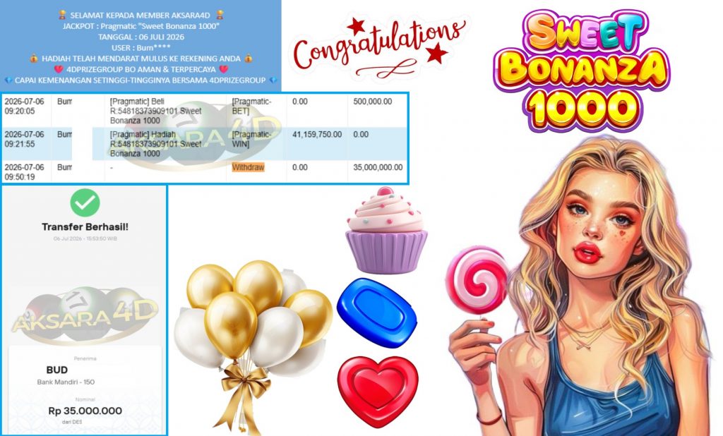 AKSARA4D JACKPOT Pragmatic “Sweet Bonanza 1000” Rp35.000.000,- LUNAS