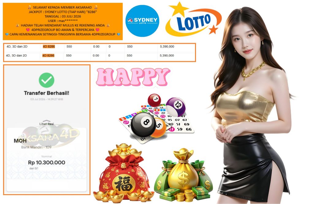 AKSARA4D JACKPOT SYDNEY LOTTO (TIAP HARI) β8286β Rp10.300.000,- LUNAS