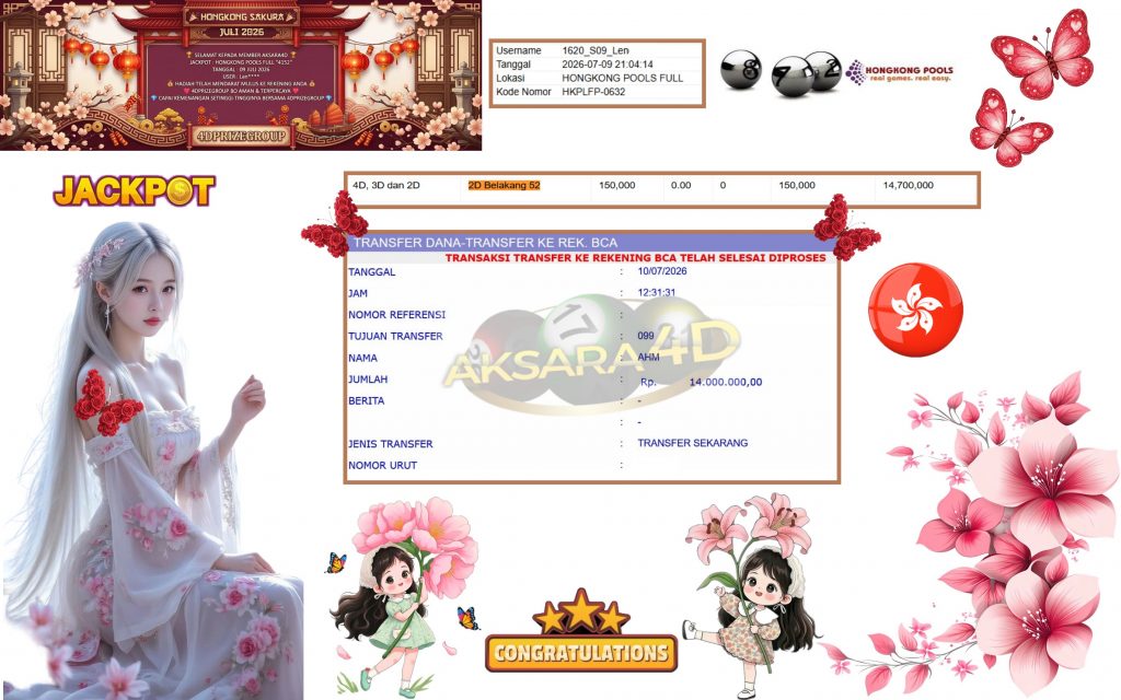AKSARA4D JACKPOT HONGKONG POOLS FULL “4152” Rp14.000.000,- LUNAS