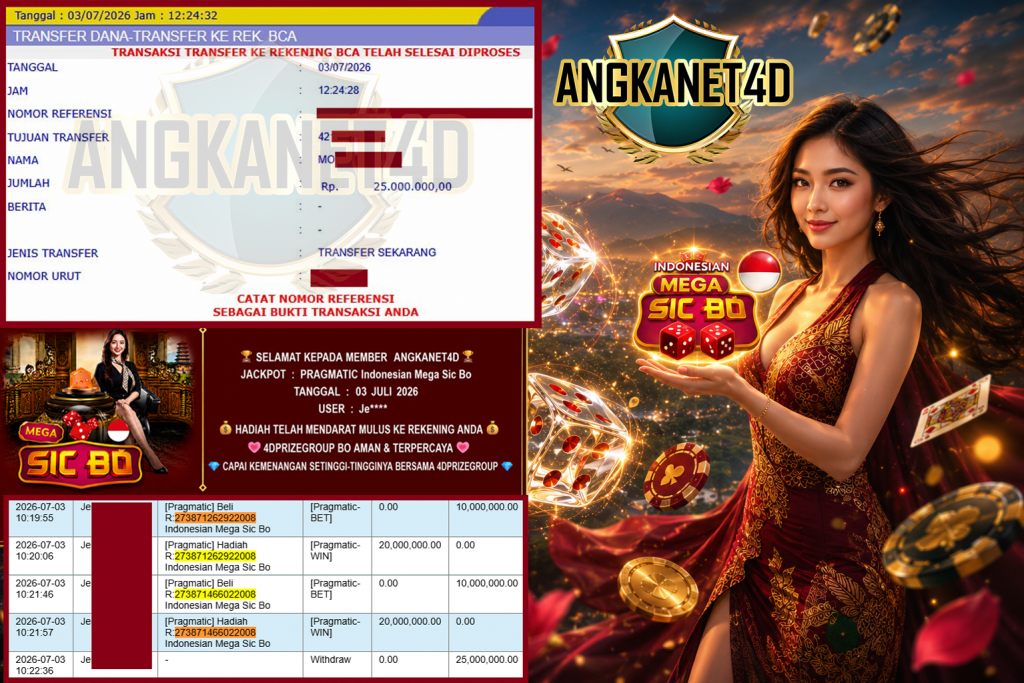 ANGKANET4D JACKPOT PRAGMATIC “Indonesian Mega Sic Bo” Rp25.000.000,- LUNAS