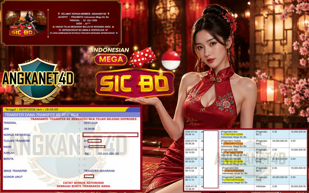 ANGKANET4D JACKPOT PRAGMATIC “Indonesian Mega Sic Bo” Rp50.000.000,- LUNAS