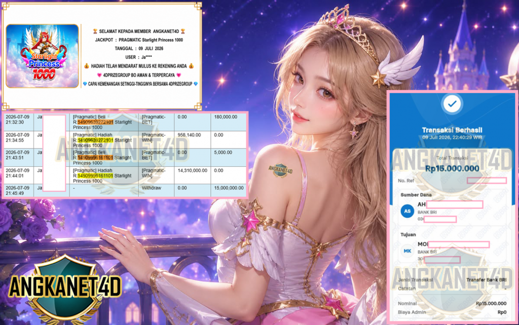 ANGKANET4D JACKPOT PRAGMATIC “Starlight Princess 1000″‎‏‏‎‎ Rp15.000.000,- LUNAS