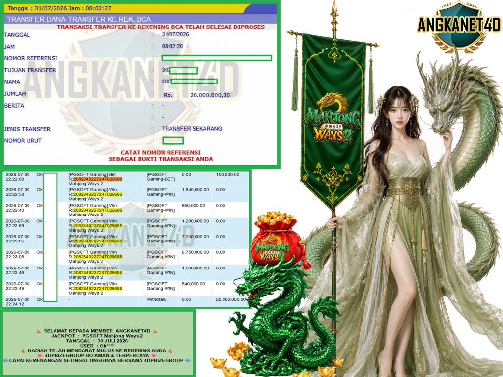 ANGKANET4D JACKPOT PGSOFT “Mahjong Ways 2″‎‎‏‏ ‎‎‏‏‎‎‏‏Rp20.000.000,- LUNAS