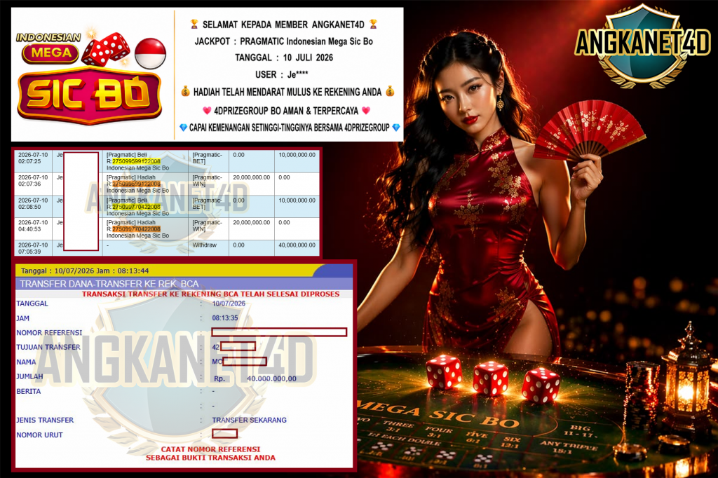 ANGKANET4D JACKPOT PRAGMATIC “Indonesian Mega Sic Bo”‎‏‏‎‎ Rp40.000.000,- LUNAS