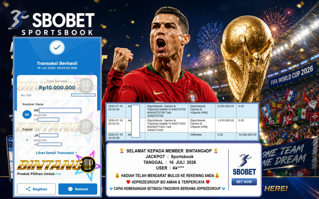 BINTANG4DP JACKPOT Sportsbook Rp10.000.000,- LUNAS