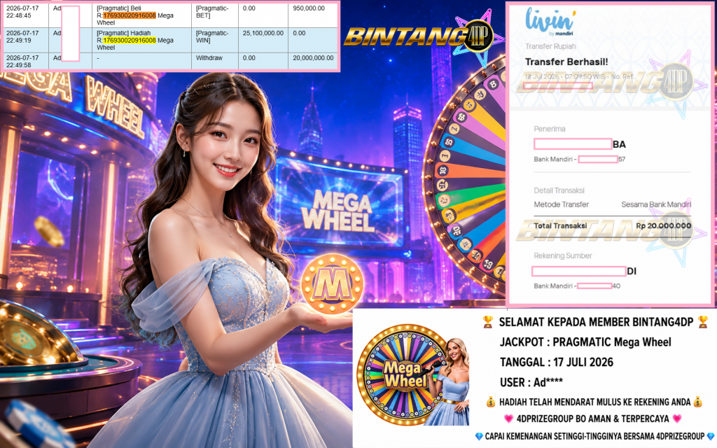 BINTANG4DP JACKPOT PRAGMATIC βMega Wheelββββββ Rp20.000.000,- LUNAS