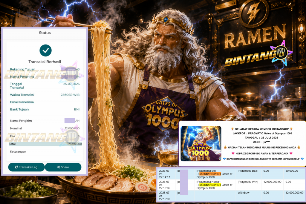 BINTANG4DP JACKPOT PRAGMATIC “Gates of Olympus 1000″‎‏‏‎‎ Rp12.000.000,- LUNAS