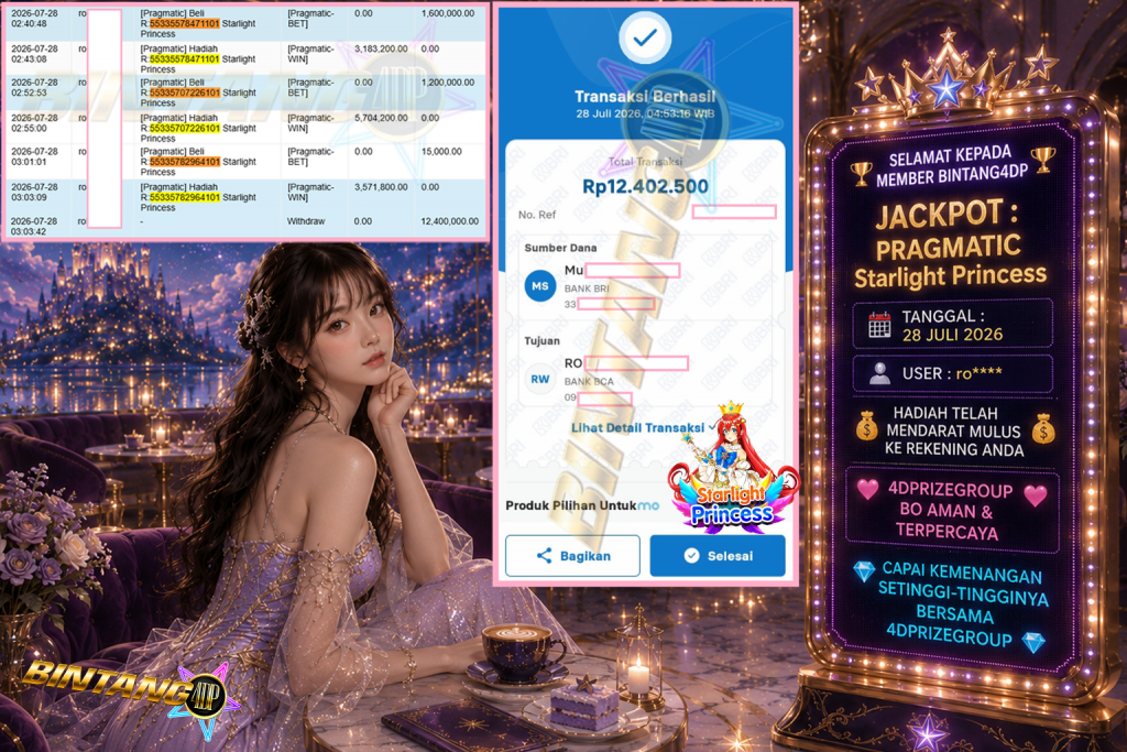 BINTANG4DP JACKPOT PRAGMATIC “Starlight Princess”‎‏‏‎‎ Rp12.400.000,- LUNAS