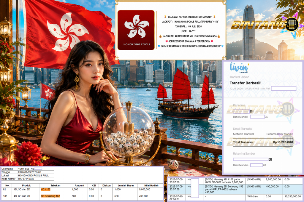 BINTANG4DP JACKPOT HONGKONG POOLS FULL (TIAP HARI) “4152” Rp10.290.000,- LUNAS