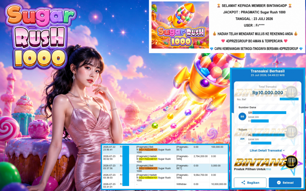 BINTANG4DP JACKPOT PRAGMATIC βSugar Rush 1000β³βββββ Rp10.000.000,- LUNAS