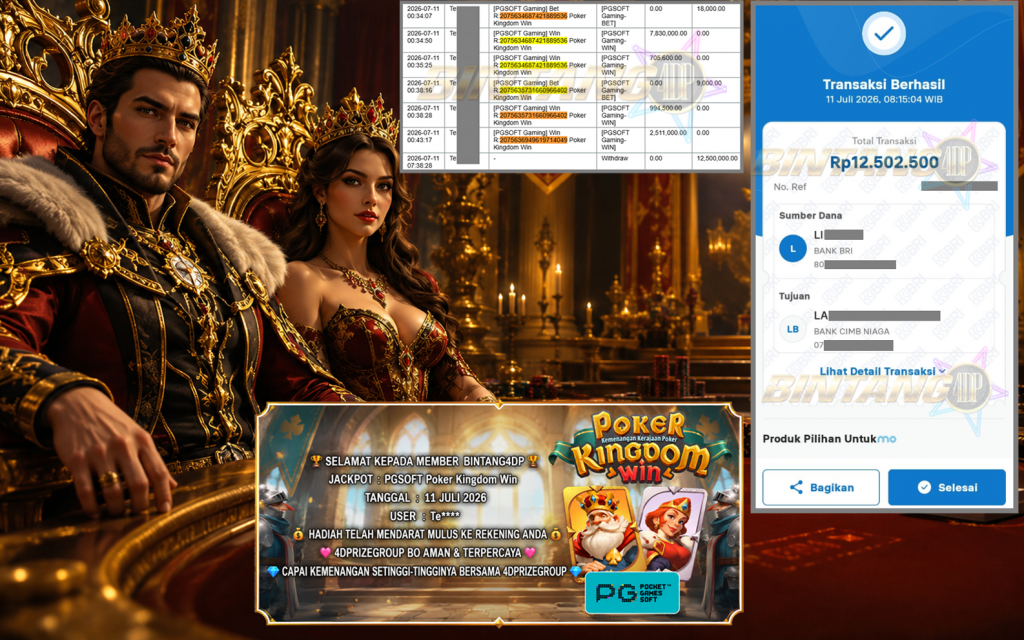 BINTANG4DP JACKPOT PGSOFT “Poker Kingdom Win” Rp12.500.000,- LUNAS