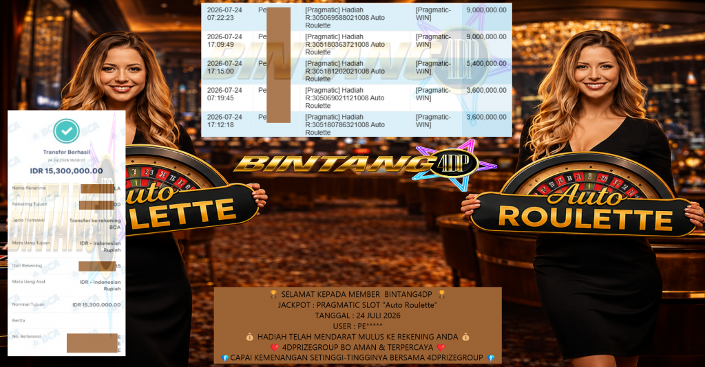 BINTANG4DP JACKPOT PRAGMATIC SLOT βAuto Rouletteβ Rp15.300.000,- LUNAS