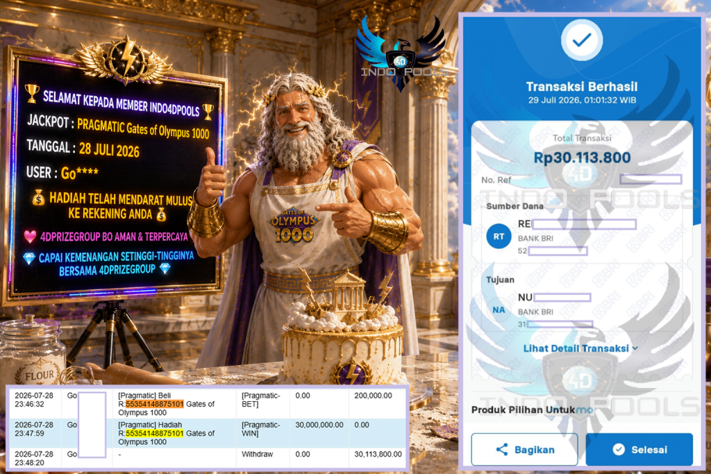 INDO4DPOOLS JACKPOT PRAGMATIC “Gates of Olympus 1000″‎‏‏‎‎ Rp30.113.800,- LUNAS