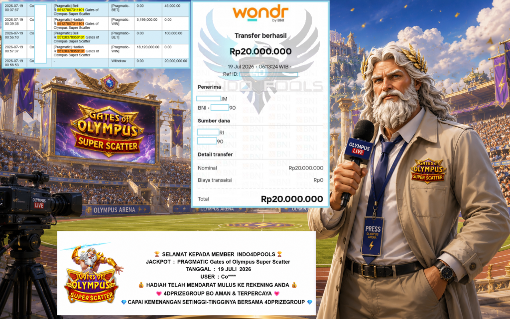 INDO4DPOOLS JACKPOT PRAGMATIC “Gates of Olympus Super Scatter”‎‏‏‎‎ Rp20.000.000,- LUNAS
