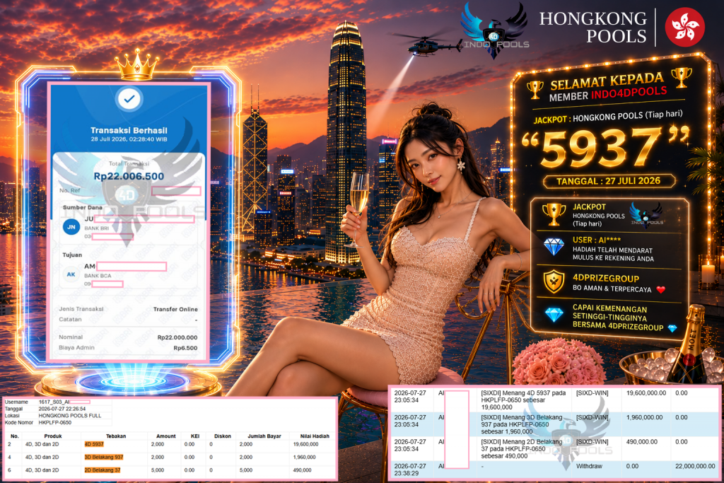 INDO4DPOOLS JACKPOT HONGKONG POOLS (Tiap hari) “5937”‎‏‏‎‎ Rp22.000.000,- LUNAS