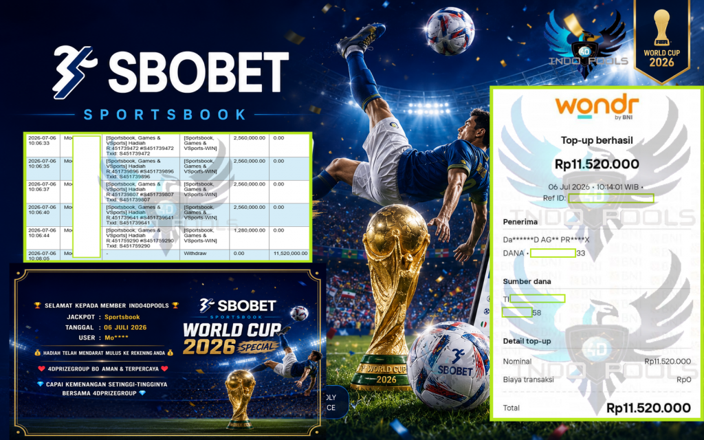 INDO4DPOOLS JACKPOT Sportsbook Rp11.520.000,- LUNAS