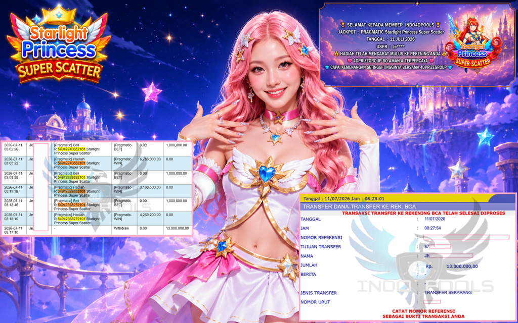 INDO4DPOOLS JACKPOT PRAGMATIC “Starlight Princess Super Scatter”‎‏‏‎‎ Rp13.000.000,- LUNAS