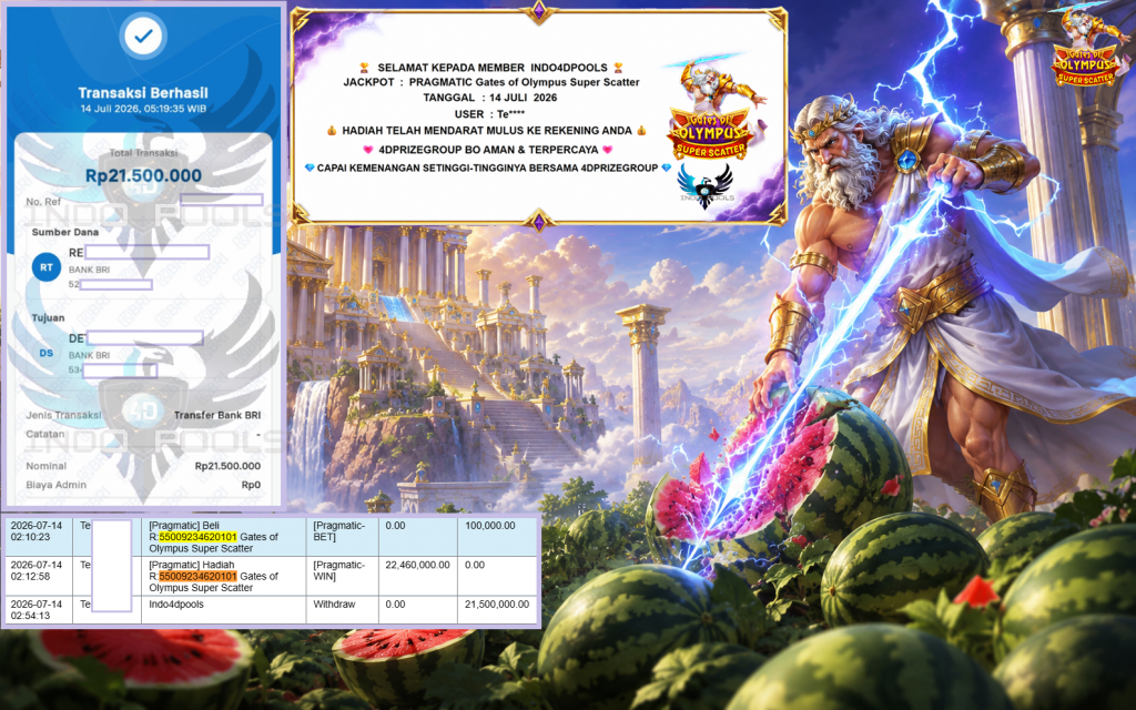 INDO4DPOOLS JACKPOT PRAGMATIC “Gates of Olympus Super Scatter”‎‏‏‎‎ Rp21.500.000,- LUNAS