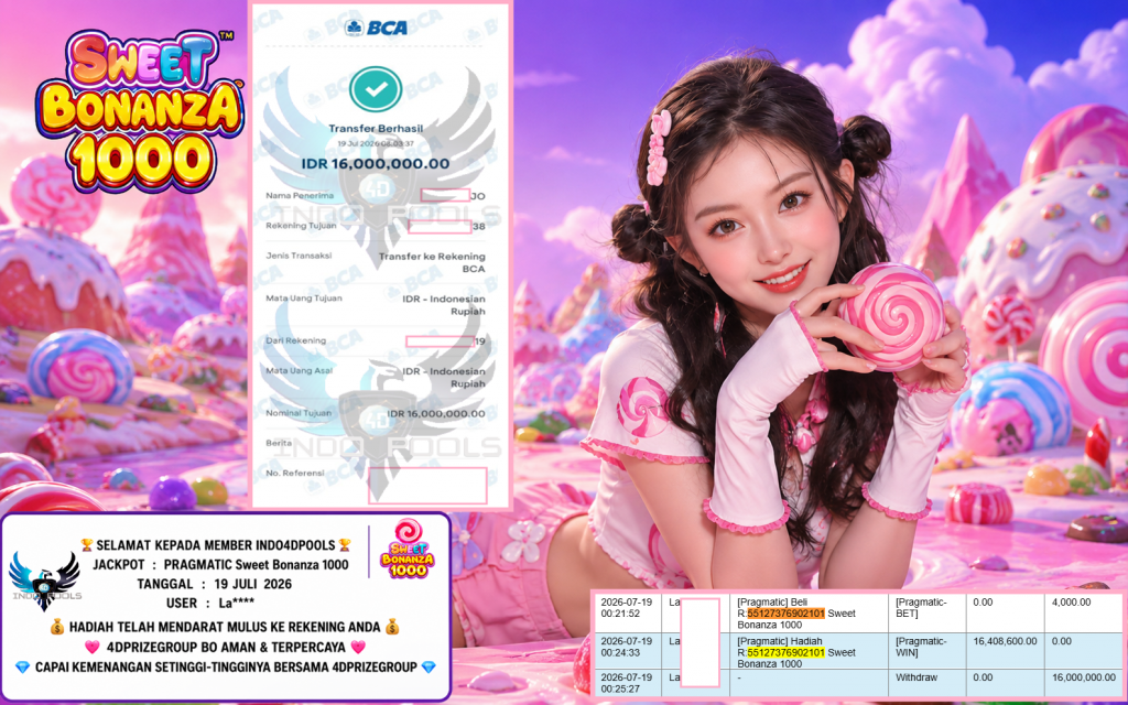 INDO4DPOOLS JACKPOT PRAGMATIC “Sweet Bonanza 1000″‎‏‏‎‎ Rp16.000.000,- LUNAS