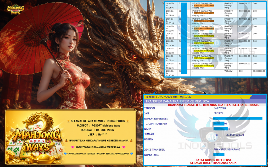INDO4DPOOLS JACKPOT PGSOFT “Mahjong Ways”‎‎‏‏ ‎‎‏‏‎‎‏‏Rp30.000.000,- LUNAS