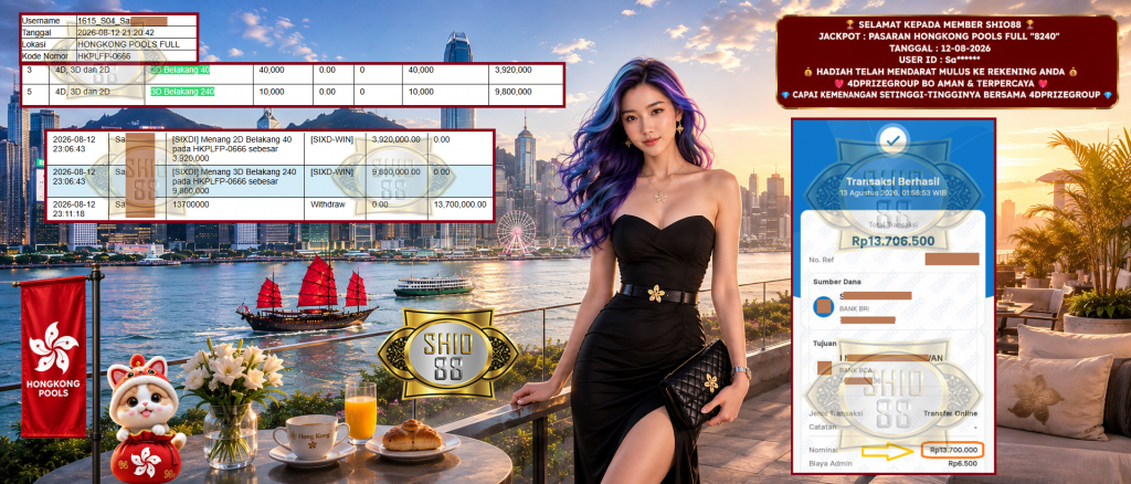 SHIO88 JACKPOT PASARAN HONGKONG POOLS FULL “8240” Rp 13.700.000,- LUNAS