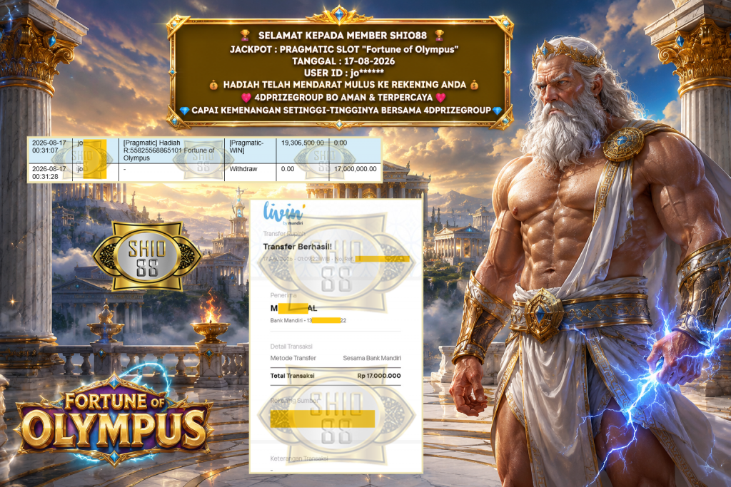 SHIO88 JACKPOT PRAGMATIC SLOT “Fortune of Olympus” Rp 17.000.000,- LUNAS