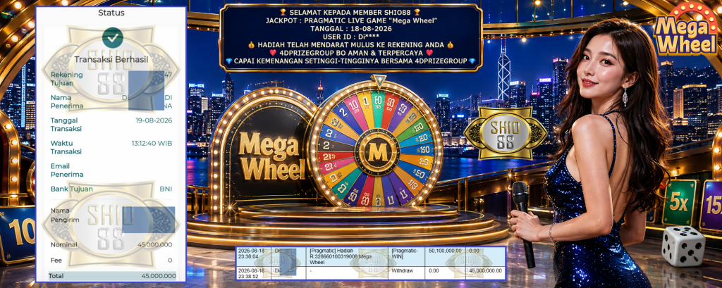SHIO88 JACKPOT PRAGMATIC LIVE GAME “Mega Wheel” ‎‏‏‎Rp 45.000.000,- LUNAS