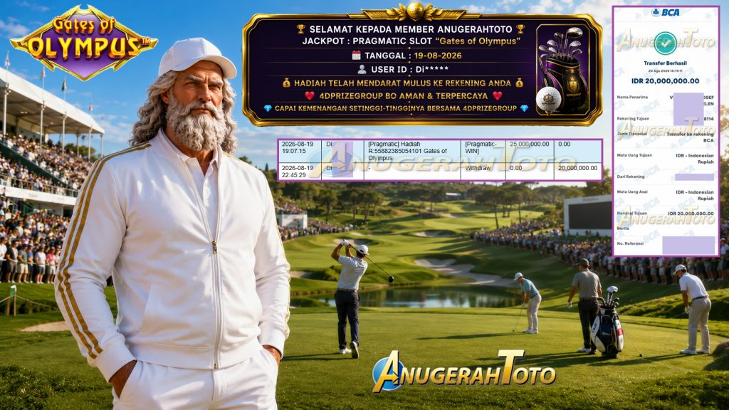ANUGERAHTOTO JACKPOT PRAGMATIC SLOT “Gates of Olympus” Rp 20.000.000,- LUNAS
