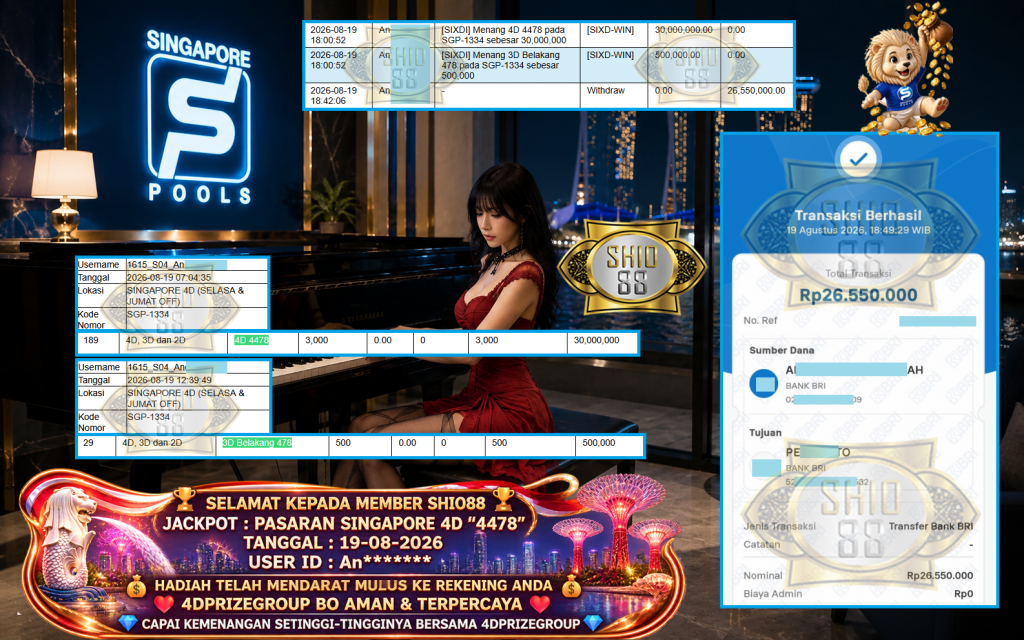 SHIO88 JACKPOT PASARAN SINGAPORE 4D “4478” Rp 26.550.000,- LUNAS