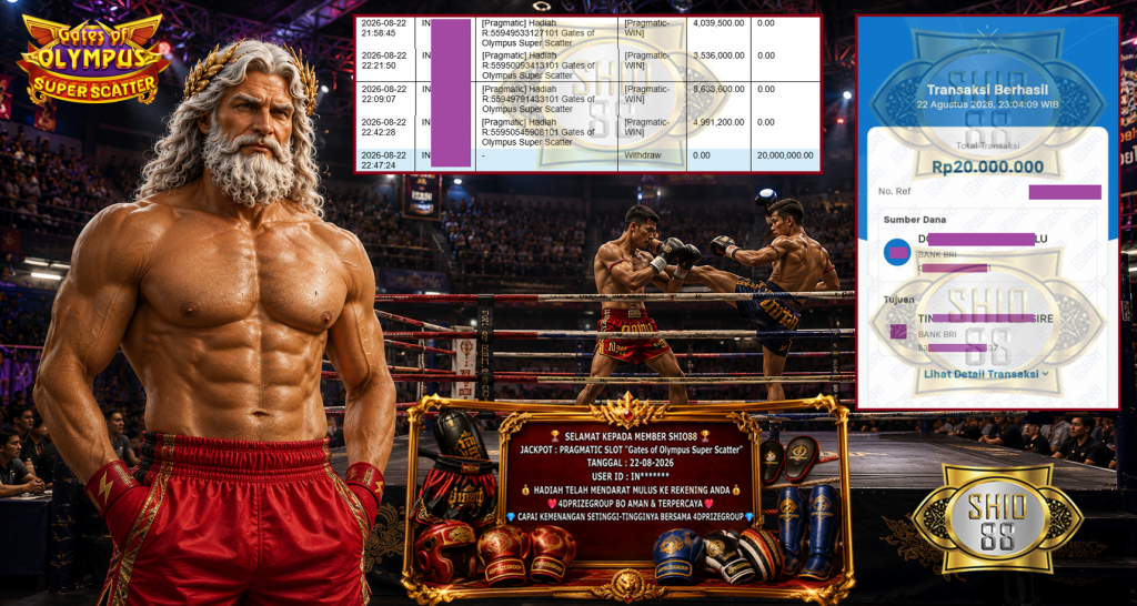 SHIO88 JACKPOT PRAGMATIC SLOT “Gates of Olympus Super Scatter” Rp 20.000.000,- LUNAS