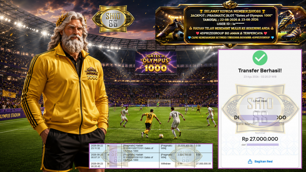 SHIO88 JACKPOT PRAGMATIC SLOT βGates of Olympus 1000β Rp 27.000.000,- LUNAS