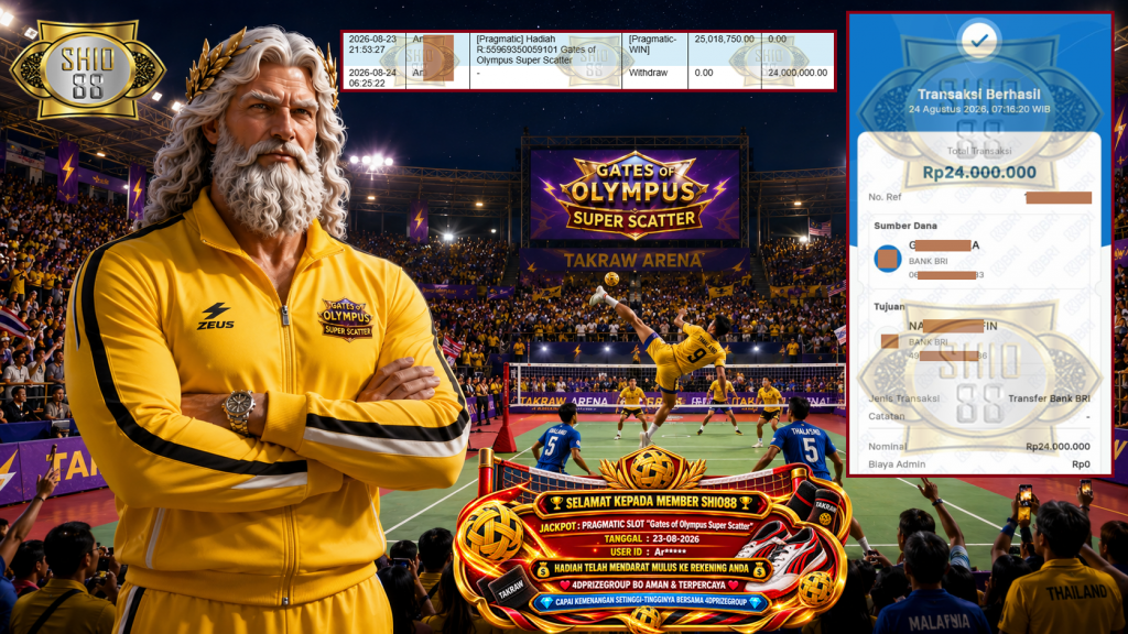 SHIO88 JACKPOT PRAGMATIC SLOT “Gates of Olympus Super Scatter” Rp 24.000.000,- LUNAS
