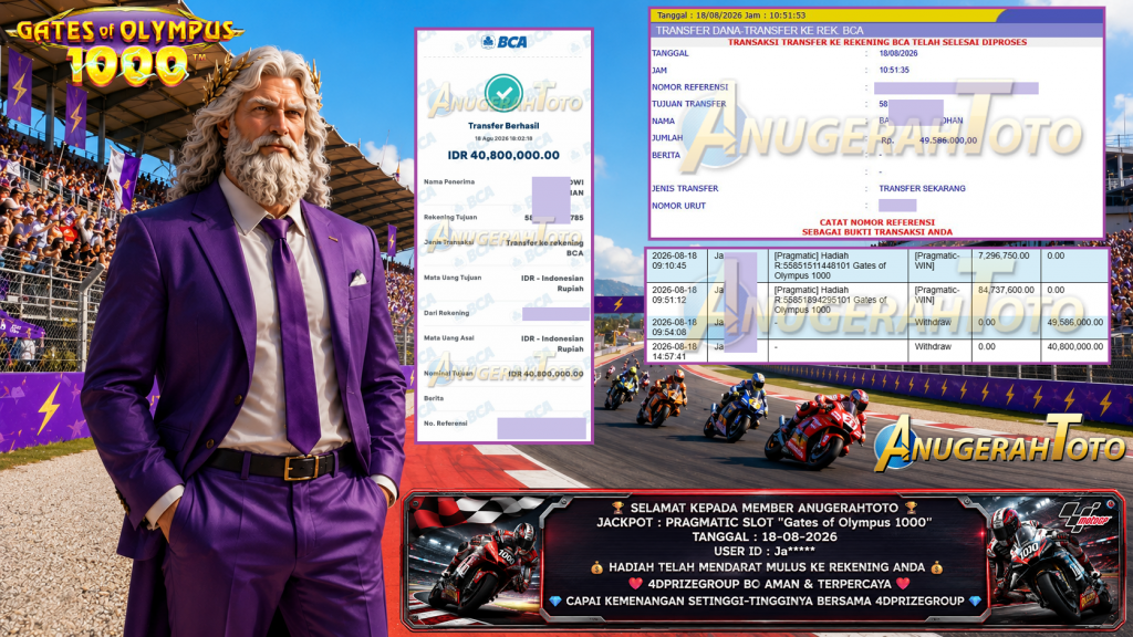 ANUGERAHTOTO JACKPOT PRAGMATIC SLOT βGates of Olympus 1000β Rp 90.386.000,- LUNAS