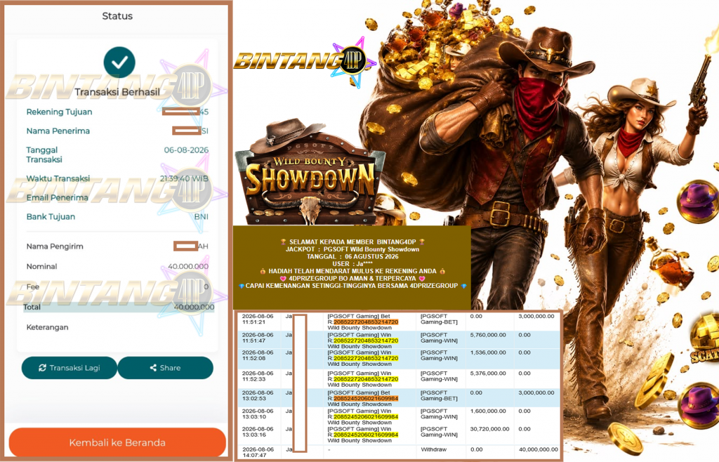 BINTANG4DP JACKPOT PGSOFT “Wild Bounty Showdown”‎‎‏‏ ‎‎‏‏‎‎‏‏Rp40.000.000,- LUNAS