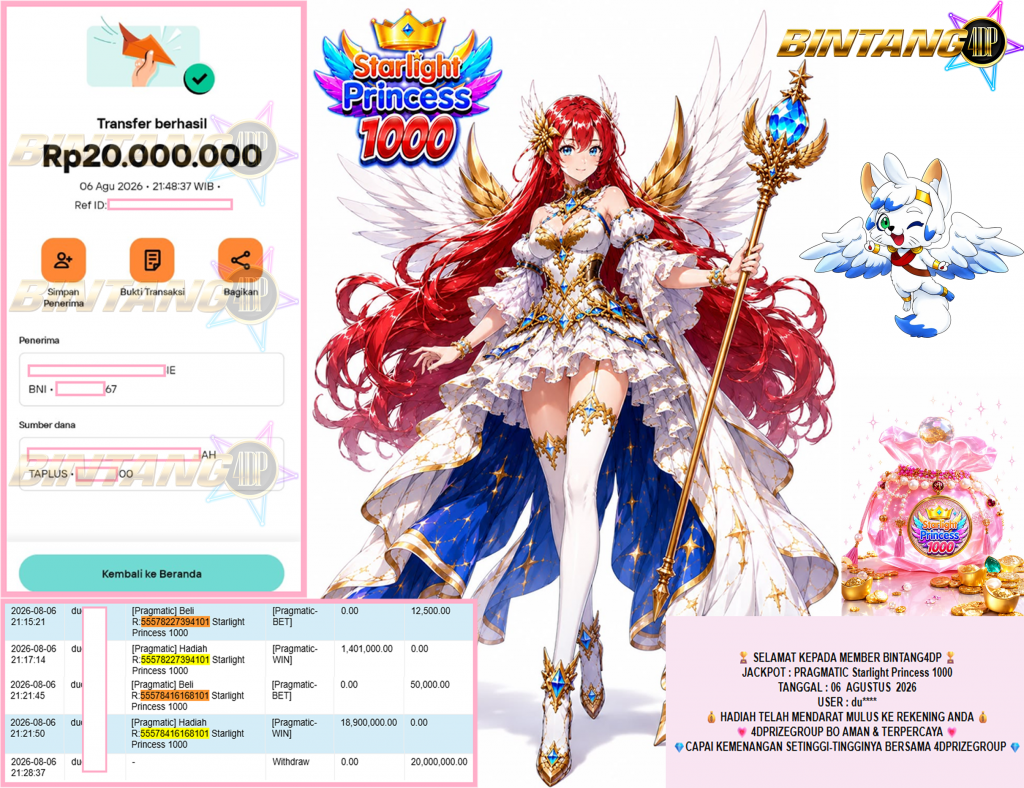 BINTANG4DP JACKPOT PRAGMATIC “Starlight Princess 1000″‎‏‏‎‎ Rp20.000.000,- LUNAS