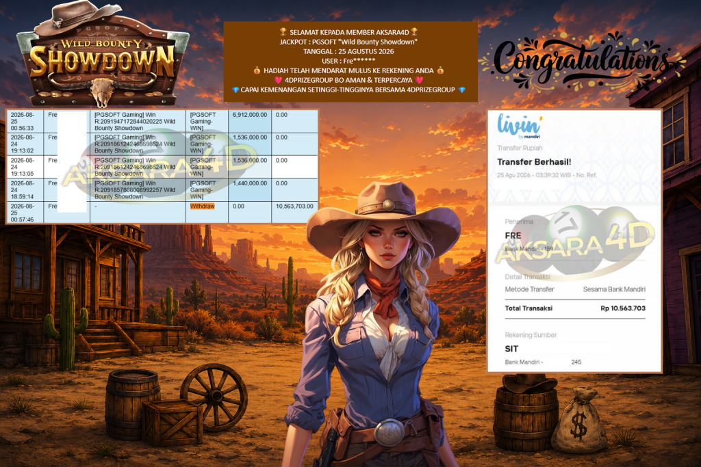 AKSARA4D JACKPOT PGSOFT “Wild Bounty Showdown” Rp10.563.700,- LUNAS