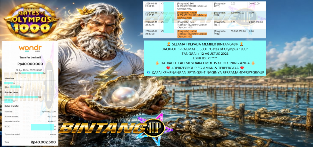BINTANG4DP JACKPOT PRAGMATIC SLOT βGates of Olympus 1000β Rp40.000.000,- LUNAS