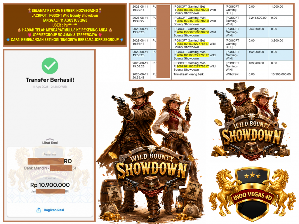 INDOVEGAS4D JACKPOT PGSOFT Gaming “Wild Bounty Showdown”‎‎‏‏ ‎‎‏‏‎‎‏‏ Rp.10.900.000,-LUNAS