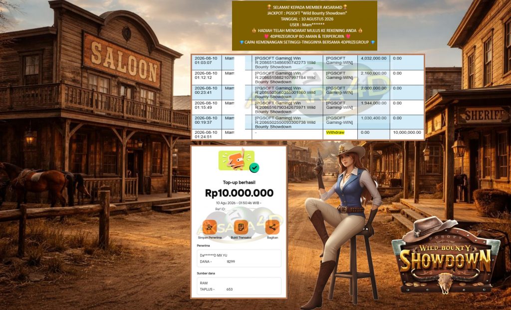AKSARA4D JACKPOT PGSOFT “Wild Bounty Showdown” Rp10.000.000,- LUNAS