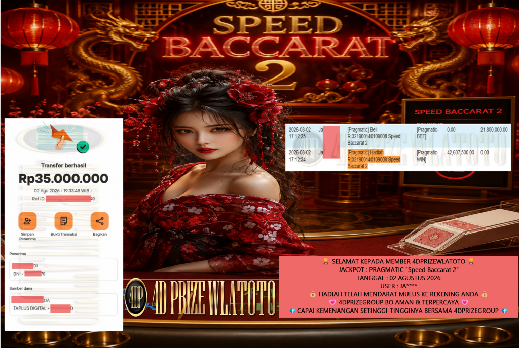 4DPRIZEWLATOTO JACKPOT PRAGMATIC “Speed Baccarat 2” Rp 35,000,000,- LUNAS