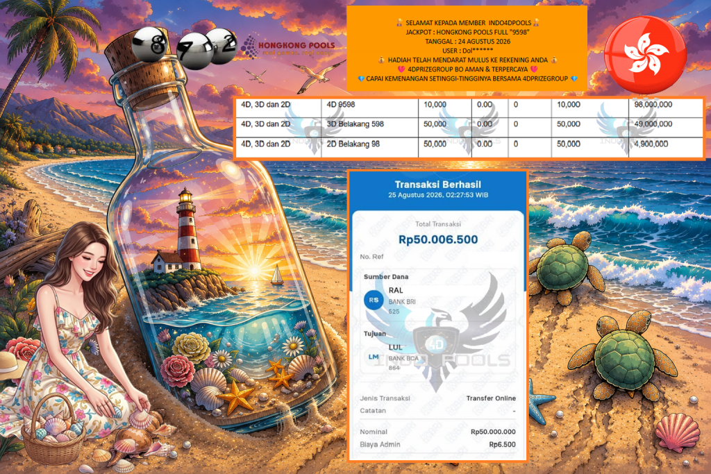 INDO4DPOOLS JACKPOT HONGKONG POOLS FULL “9598” Rp50.000.000,- LUNAS