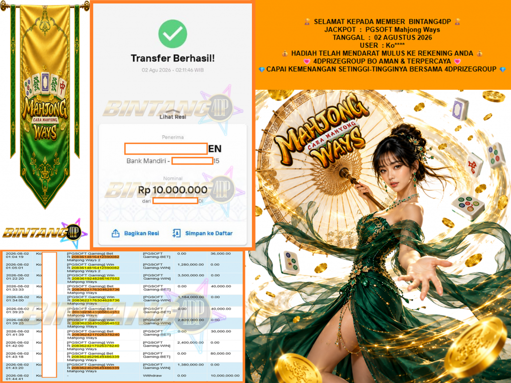 BINTANG4DP JACKPOT PGSOFT “Mahjong Ways”‎‎‏‏ ‎‎‏‏‎‎‏‏Rp10.000.000,- LUNAS