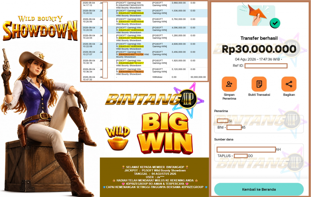 BINTANG4DP JACKPOT PGSOFT “Wild Bounty Showdown”‎‎‏‏ ‎‎‏‏‎‎‏‏Rp30.000.000,- LUNAS